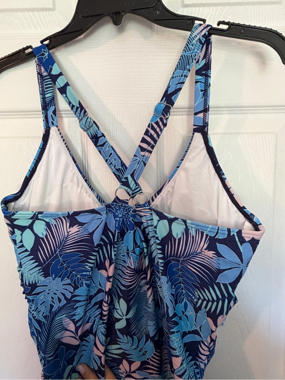 Womens Blue Tropical One-Piece tankini top - Picture 4 of 5